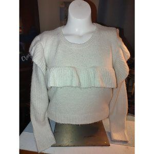 WOMENS WILD FABLE SWEATER RUFFLES LARGE OFF WHITE‎